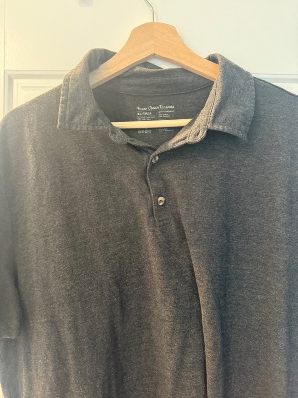 Fresh Clean Threads Men's Charcoal Polo Shirt - XL Tall